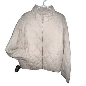 SANCTUARY QUILTED FULL ZIP JACKET COAT WOMEN SIZE 2X MOCK NECK POCKETS BEIGE NEW